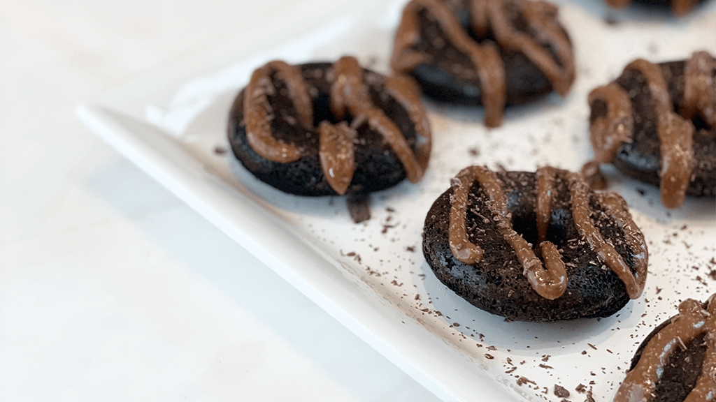 Chocolate glazed donut with espresso