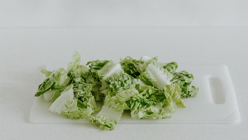 Chopped-romaine-lettuce-on-cutting-board