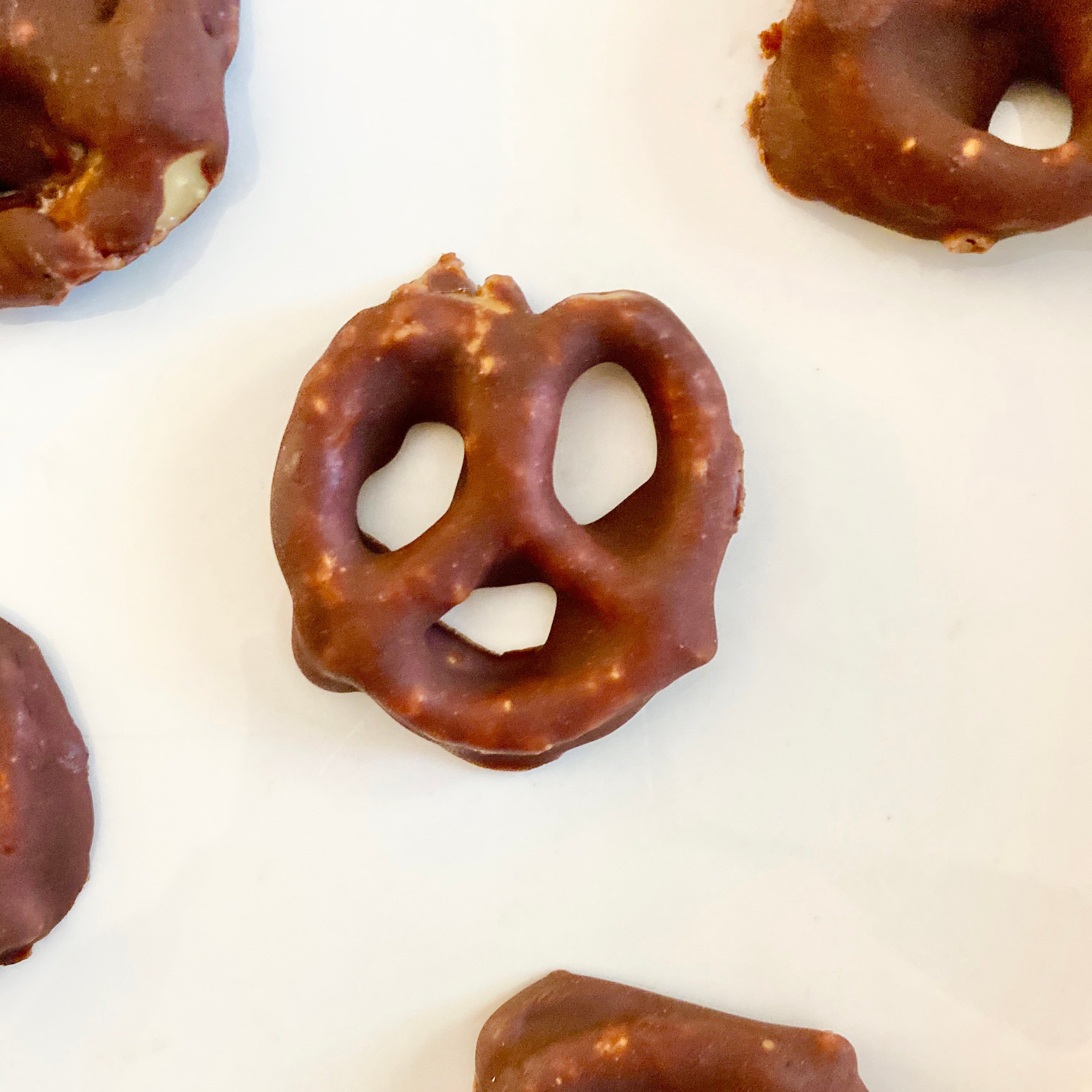 Pretzels covered in Natural Peanut Butter and chocolate.