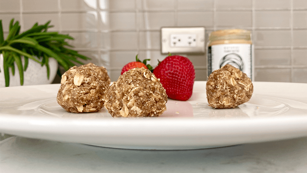 Oatmeal Balls On Plate With Strawberries