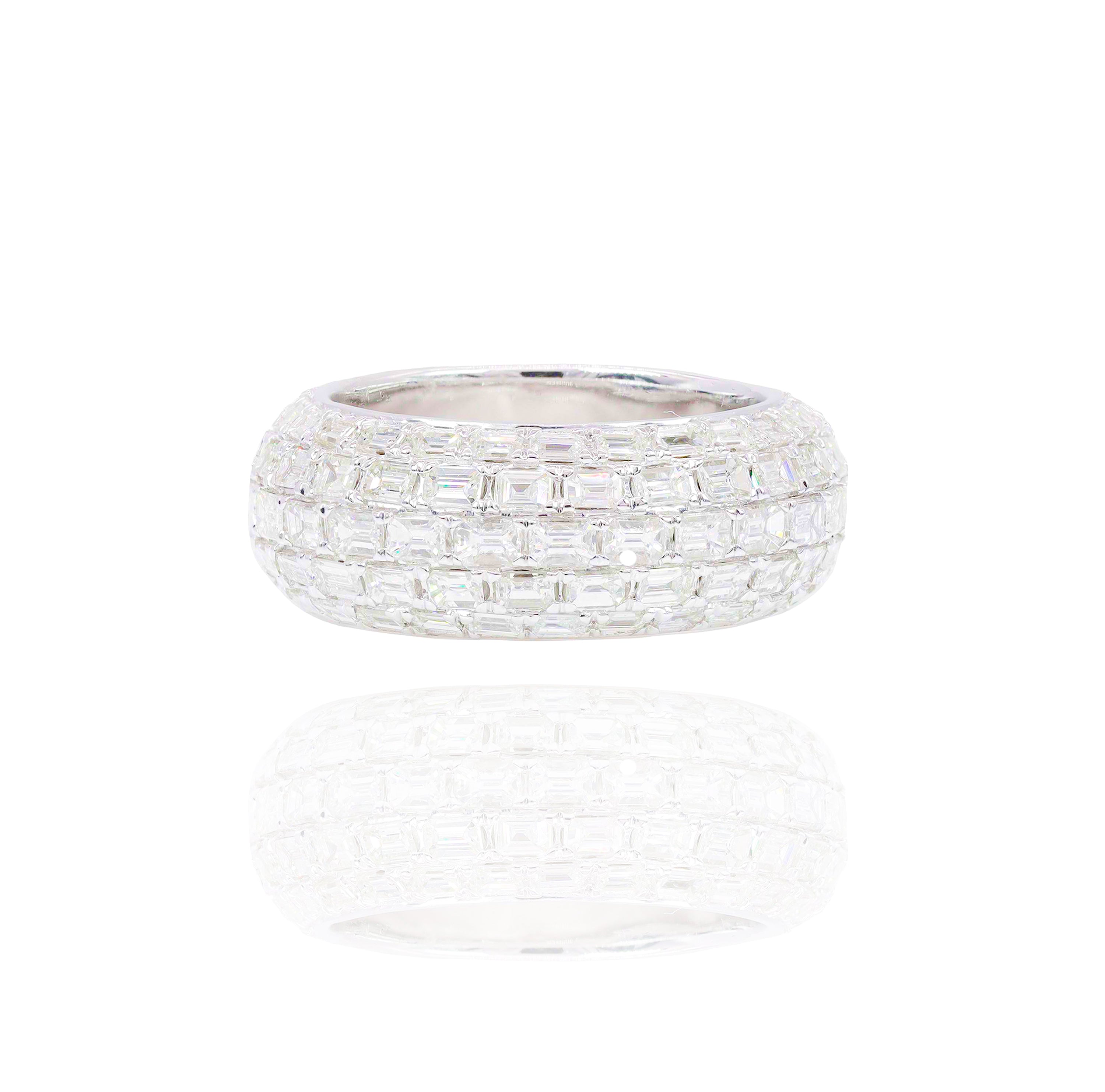5 Row Emerald Diamond Ring