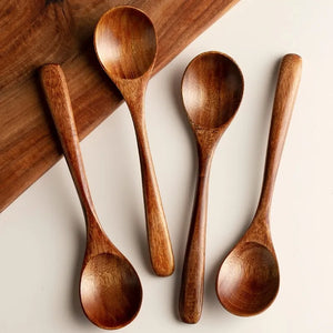 Chinese Soup Spoons | Wooden, Simple, Reusable Kitchen Utensil (4-Piece Set) - Beautiful Chopsticks - Chinese Soup Spoons Porcelain