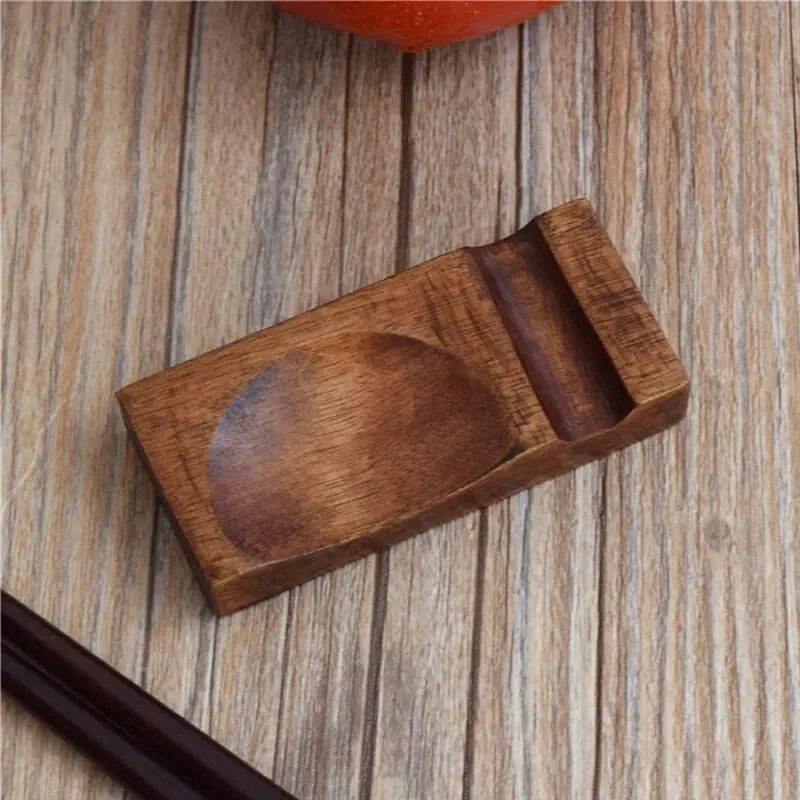 Japanese Wooden Spoon & Chopsticks Holder | Dual Tableware Rest - 4 Pc Set