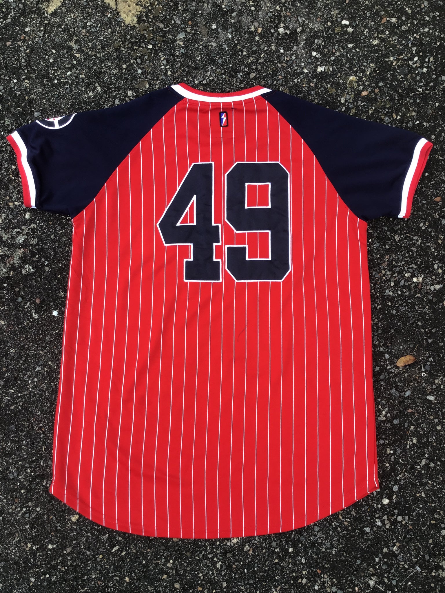 blue and red baseball jersey