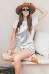 Pinstripe Short Overalls