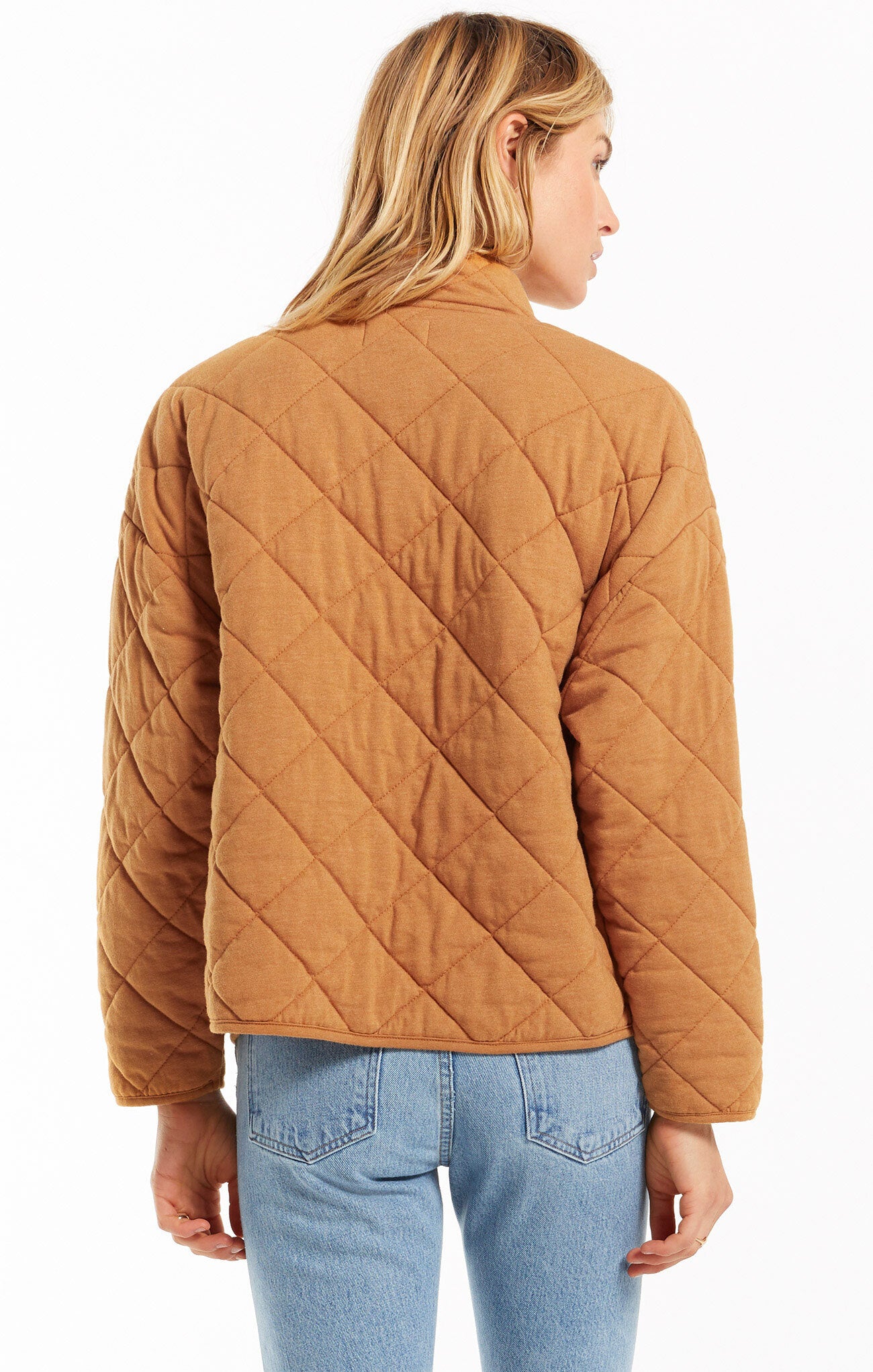 maya knit denim quilted jacket