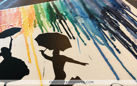 silhouette umbrella melted crayon