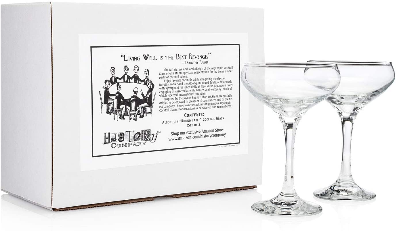 The 1930 Literary Round Table Cocktail Coupe Glass 2-Piece Set (Gift Box Collection)