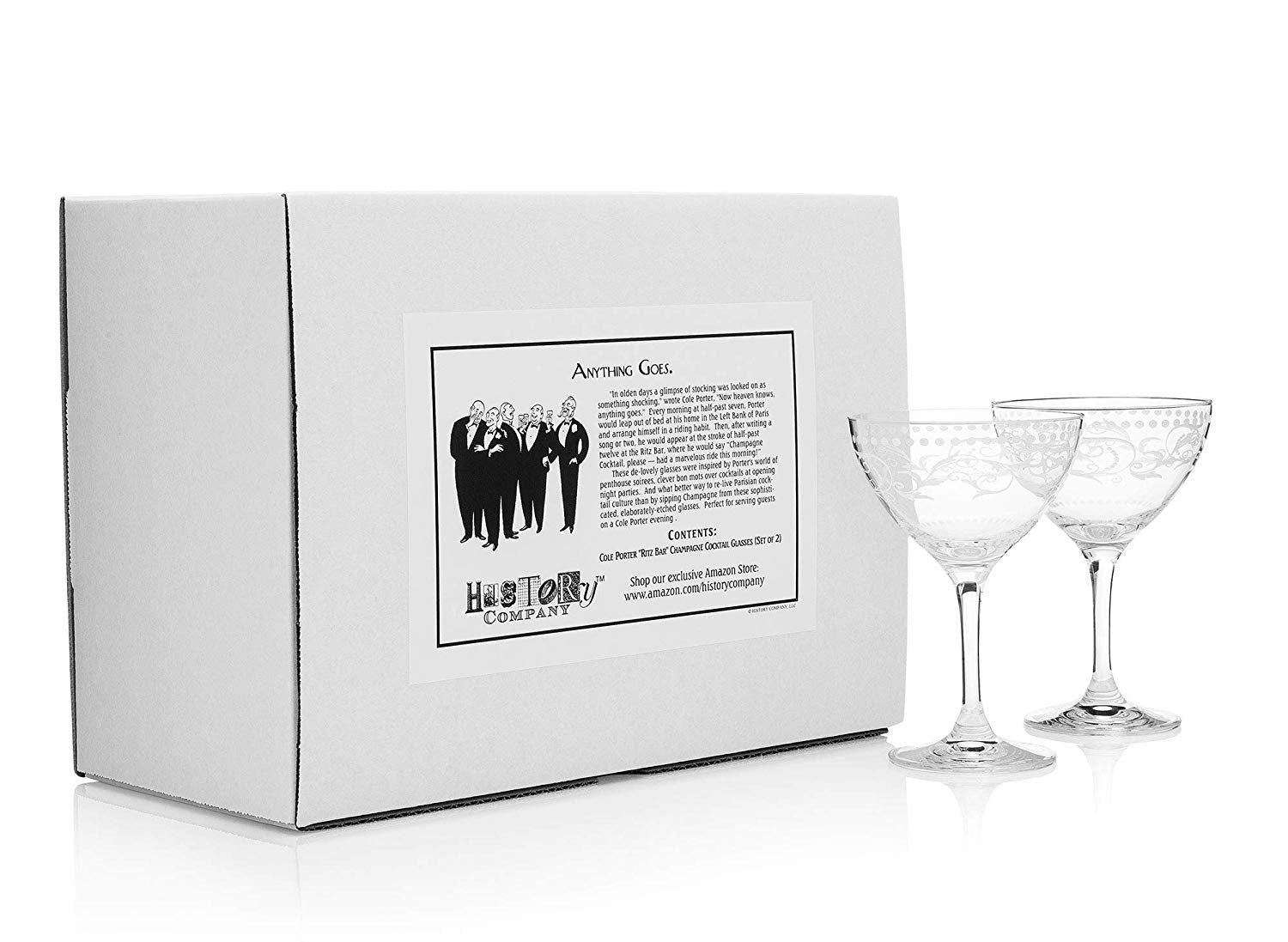 Cole Porter “Opening Night” Crystal Champagne Cocktail Coupe 2-Piece Set (Gift Box Collection)