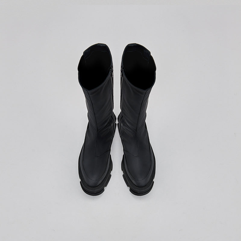 both - GAO PLATFORM KNEE BOOTS-BLACK