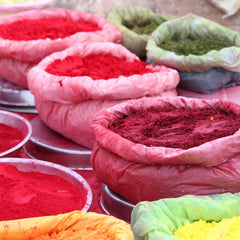 Bags of pigmented powder for the holi celebration
