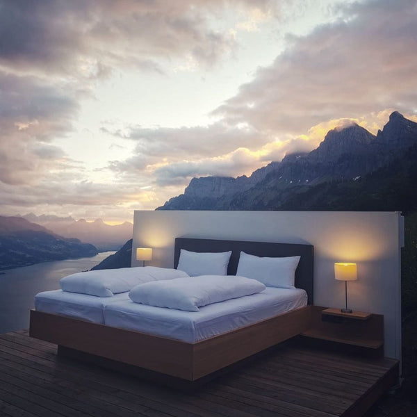 Enjoy a dream night in a bed directly under the stars and surrounded by the Alps