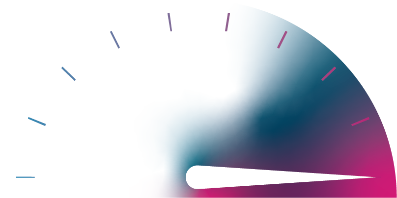 speedometer or tachometer showing needle at maximum, maximum optimization icon