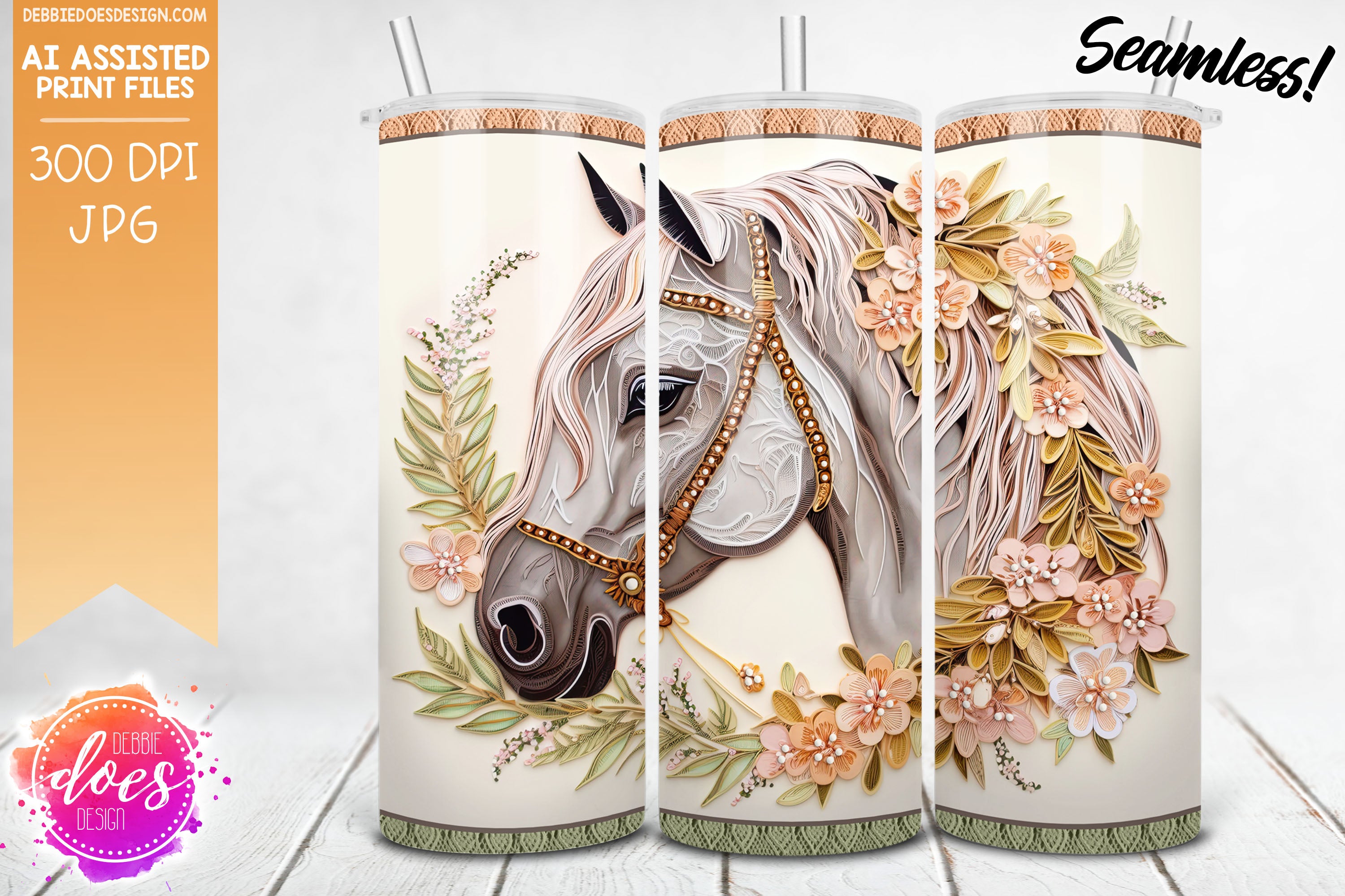 Paper Quilling - Horse Dusty Rose and Sage Knit - Tumbler - Printable ...
