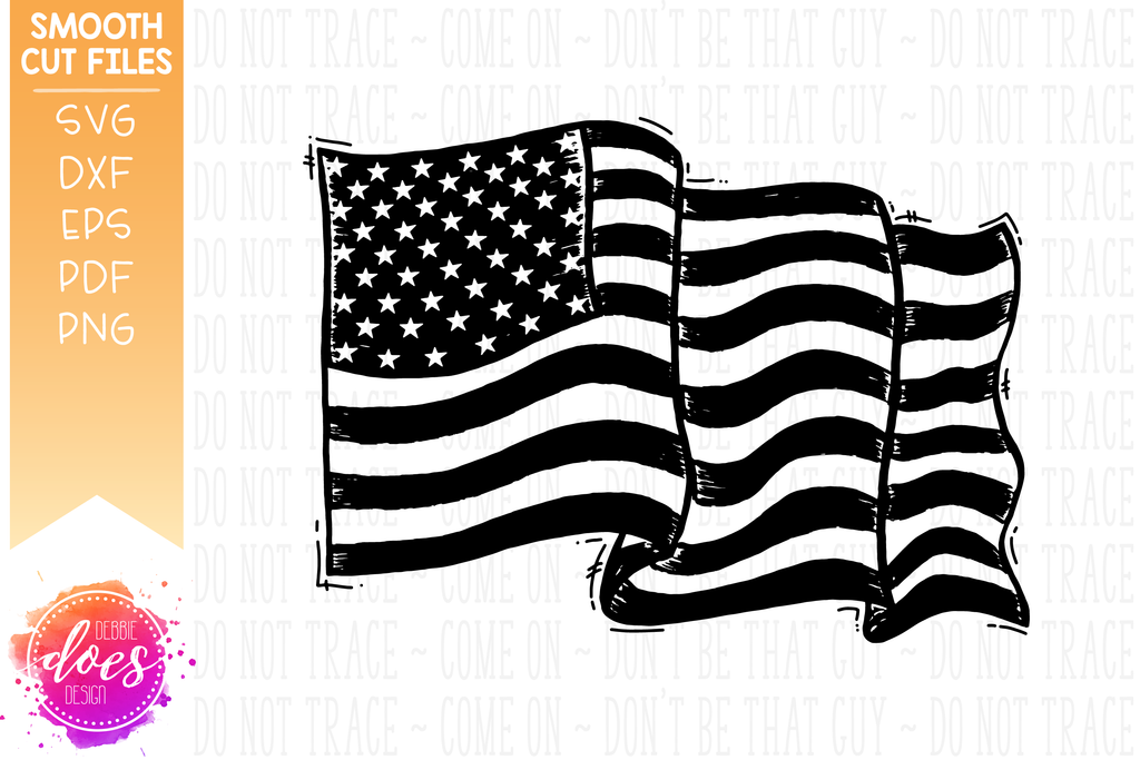 Download Hand Drawn Distressed American Flag - SVG File - Debbie ...