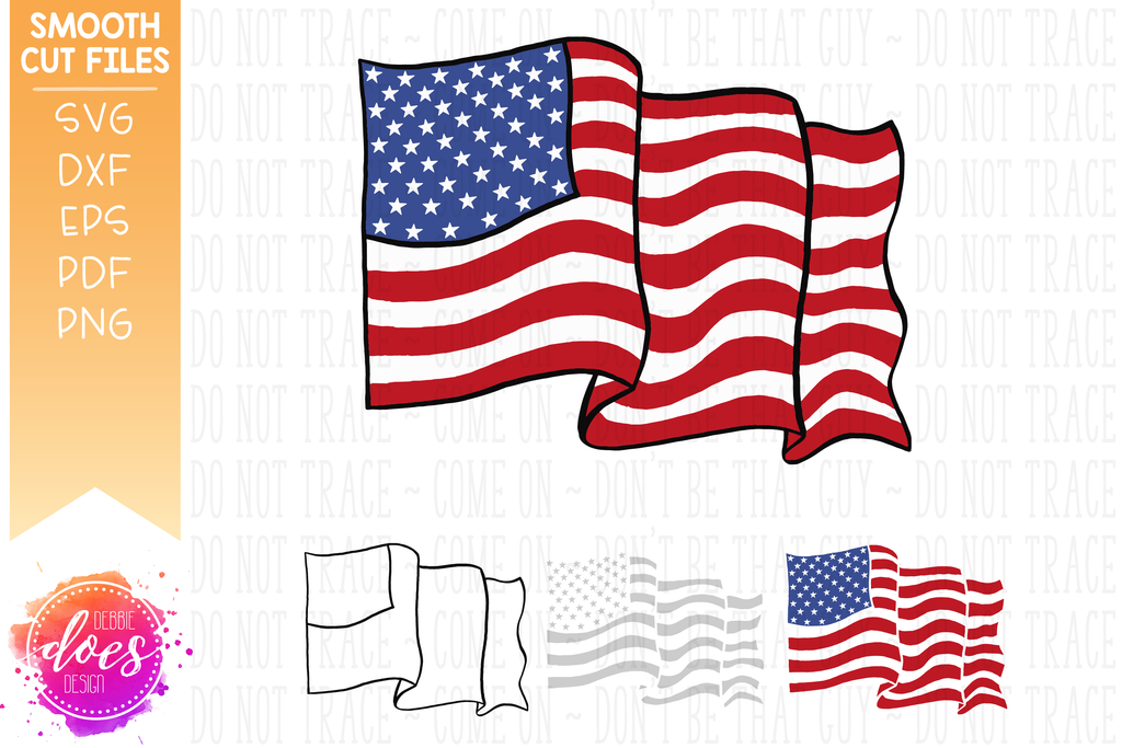 Download Hand Drawn American Flag - SVG File - Debbie Does Design