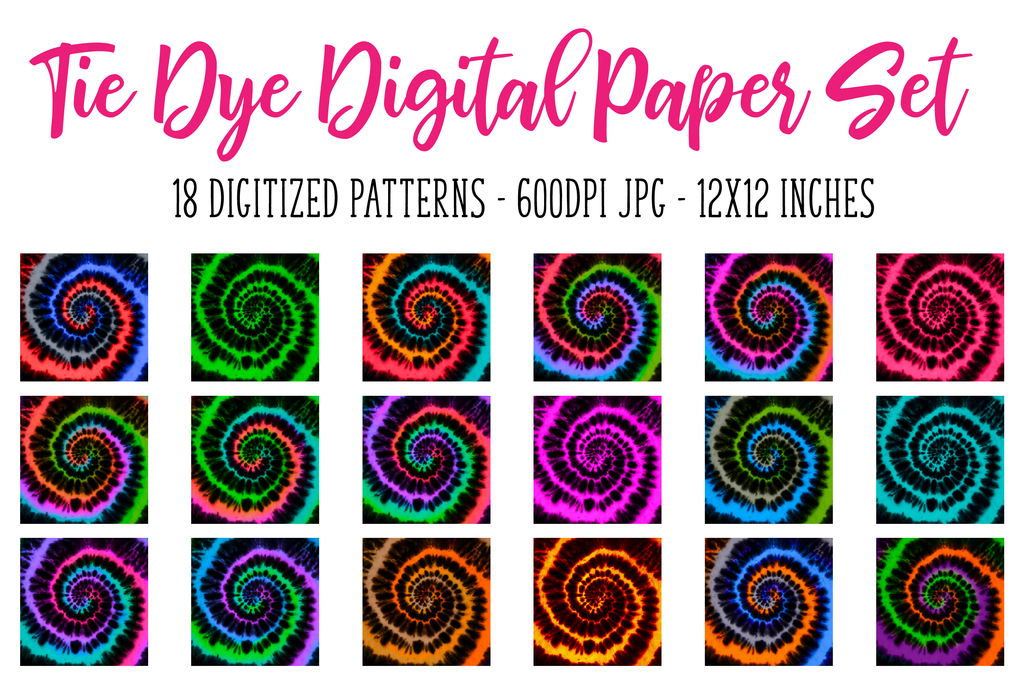 Download Real Tie Dye Digital Paper Texture Set Black Spiral Design Element Debbie Does Design