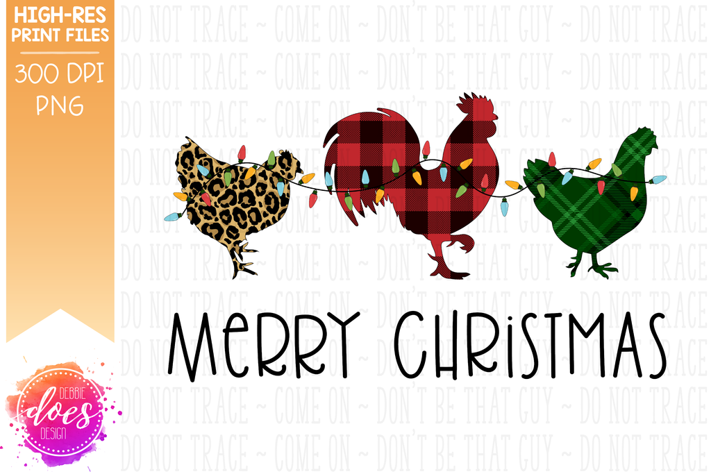 Christmas Leopard Plaid Chickens Applique With Lights - Sublimation/Pr ...