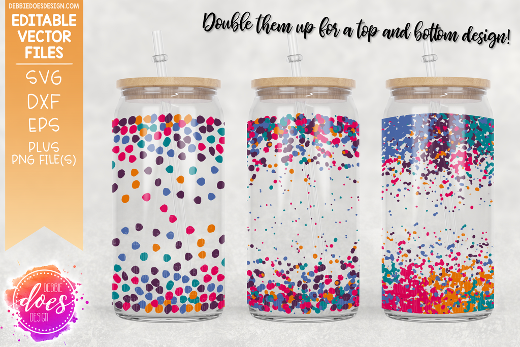 Dot Ombre Print Glass Can Tumbler Designs Set of 3