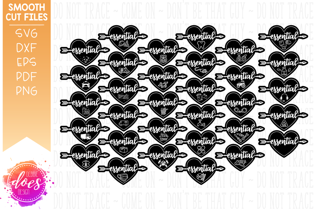 Essential Worker Hearts Bundle - 32 Designs! - SVG Files – Debbie Does ...