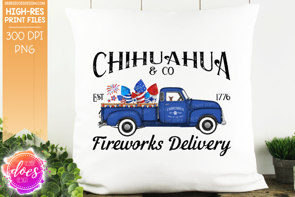 Dog Fireworks Delivery Truck - (Breeds A-F) - Sublimation/Printable Designs