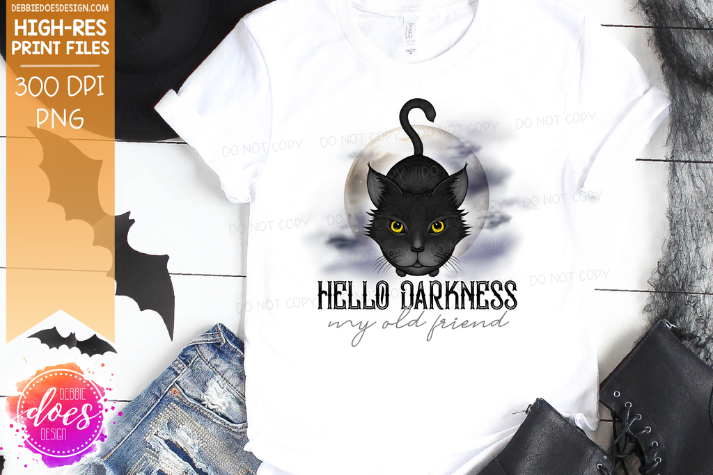 Hello Darkness My Old Friend - Cat - Sublimation/Printable Design ...