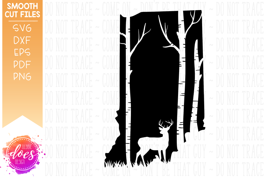 Download Indiana Deer & Trees Silhouette - SVG File - Debbie Does Design