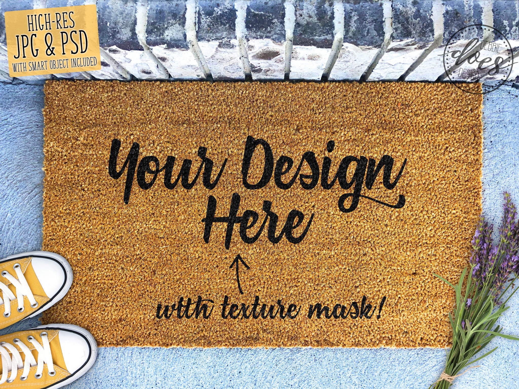 Download Lavender Coir Doormat Mockup with Smart Object - Debbie Does Design