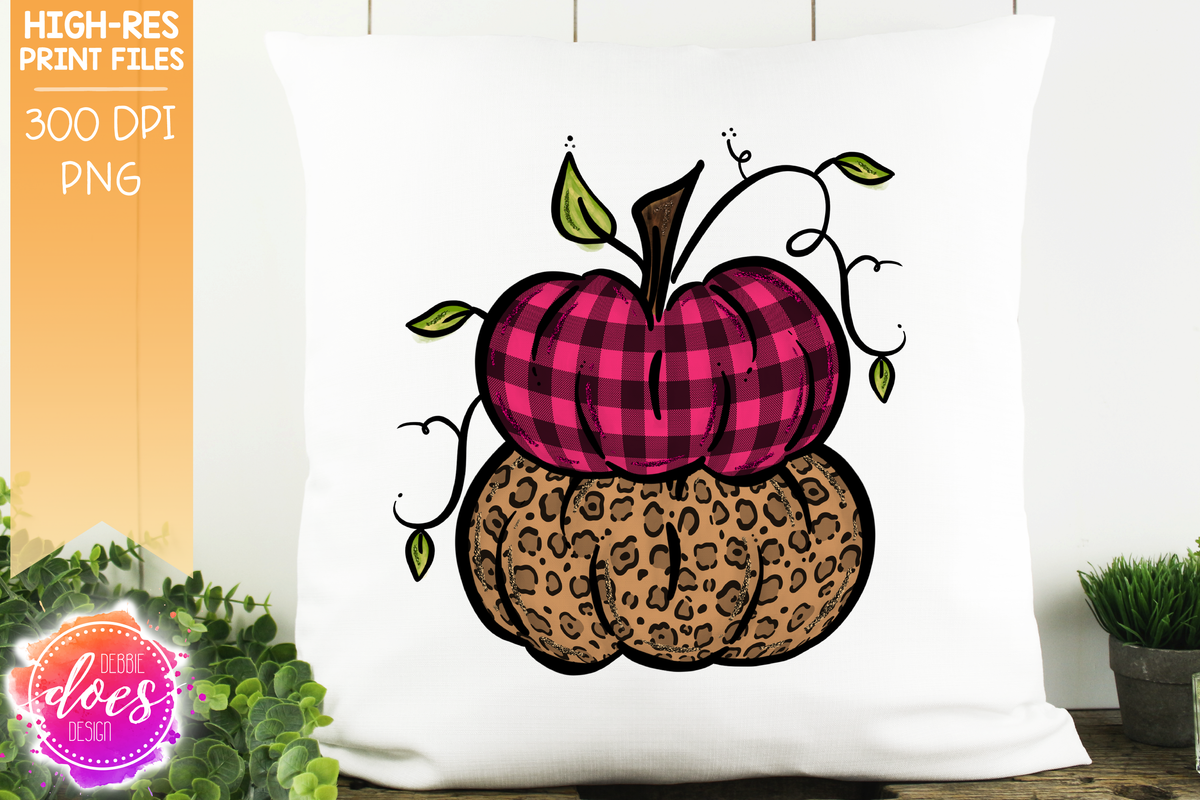 Download Pink Plaid & Leopard Stacked Pumpkins - Printable ...