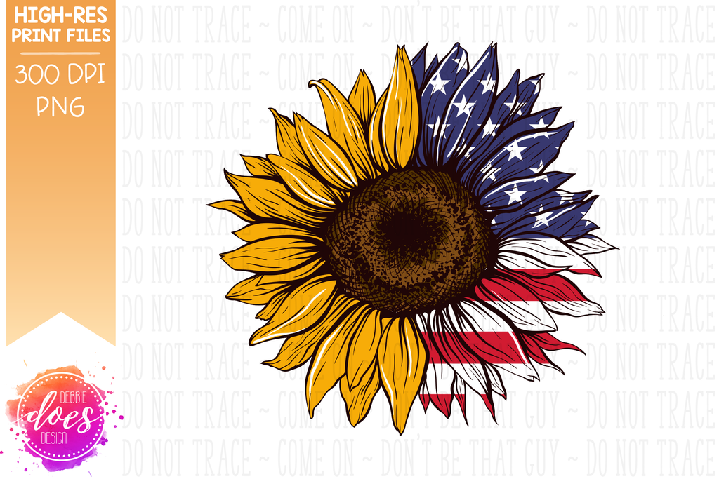 Download USA Flag Sunflower - Half - Sublimation/Printable Design ...