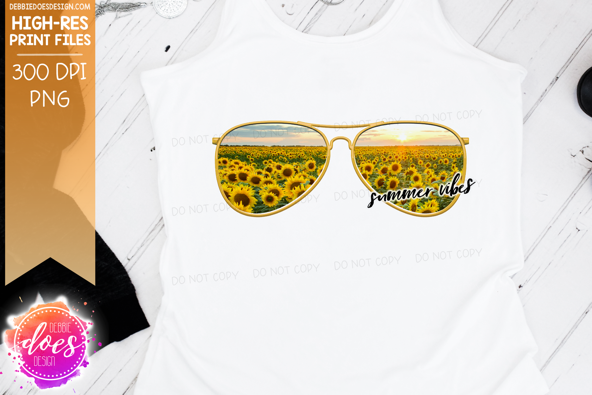 Download Summer Vibes Sunglasses Sublimation Printable Design Debbie Does Design