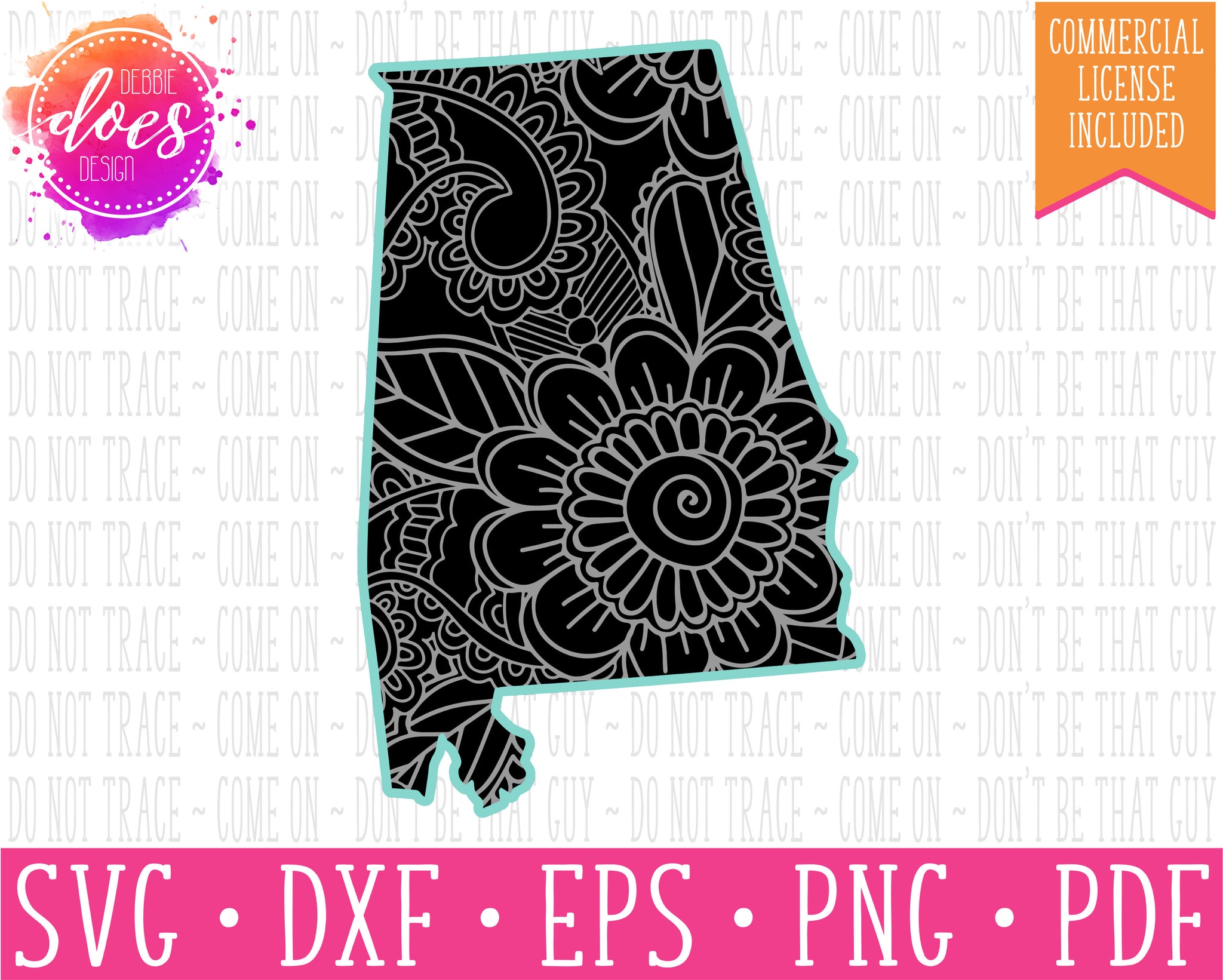 Paisley Mandala State Alabama Svg File Debbie Does Design