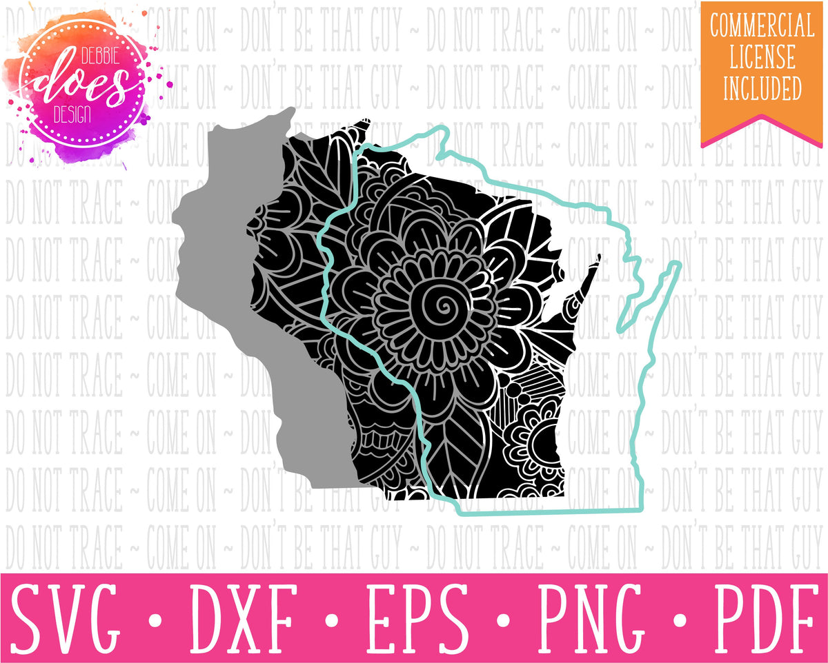 Download Paisley Mandala State - Wisconsin - SVG File - Debbie Does ...