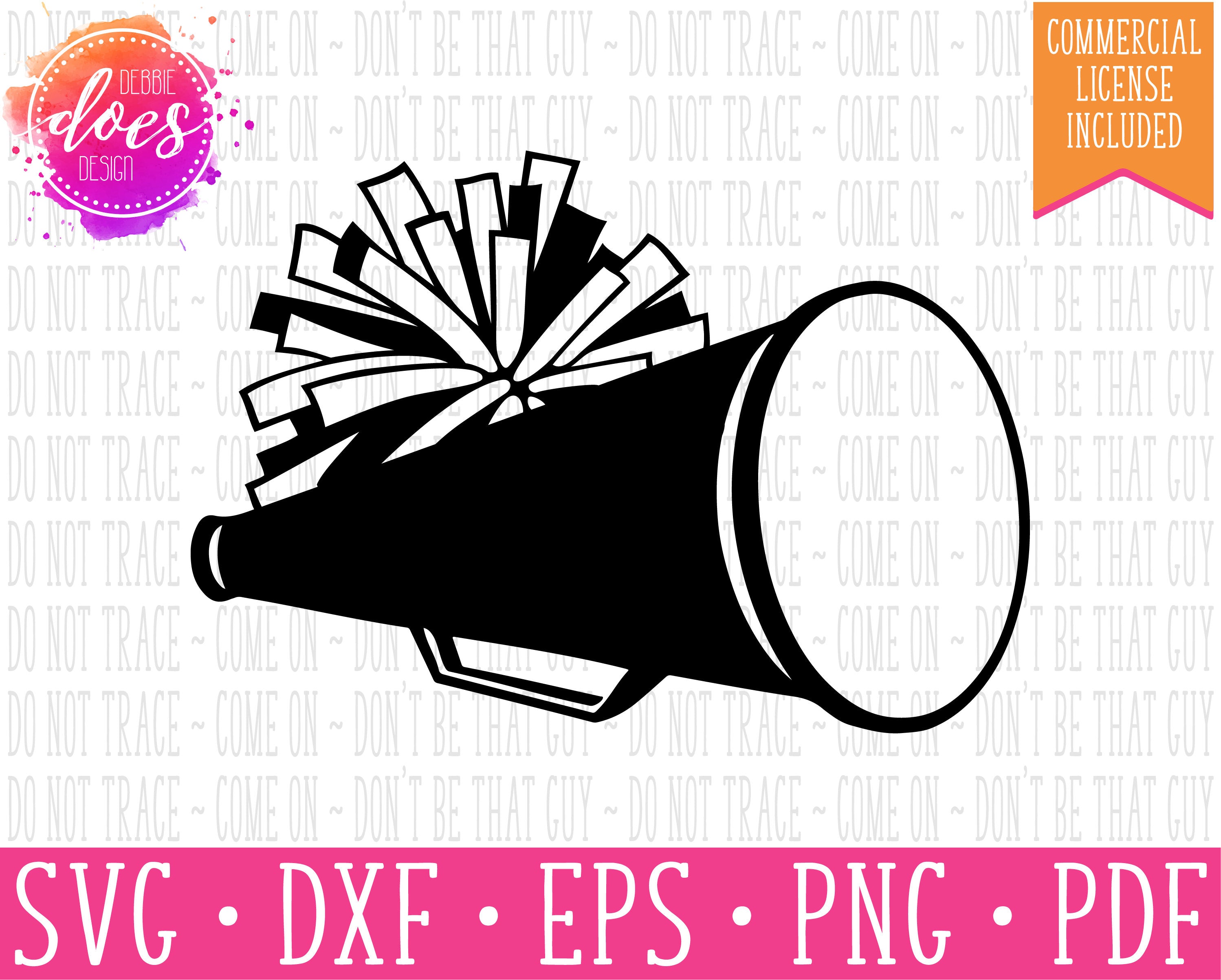 Cheer Megaphone with Pom Pom SVG File Debbie Does Design