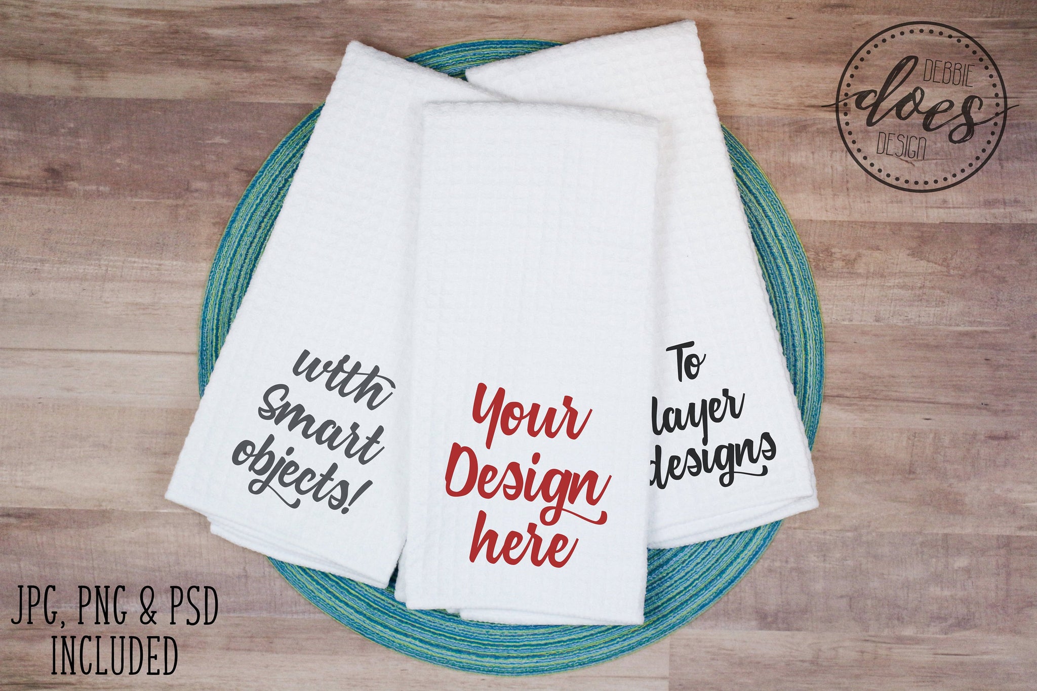 Download White Waffle Weave Hand Towels - 3 Stacked - Mockup with ...