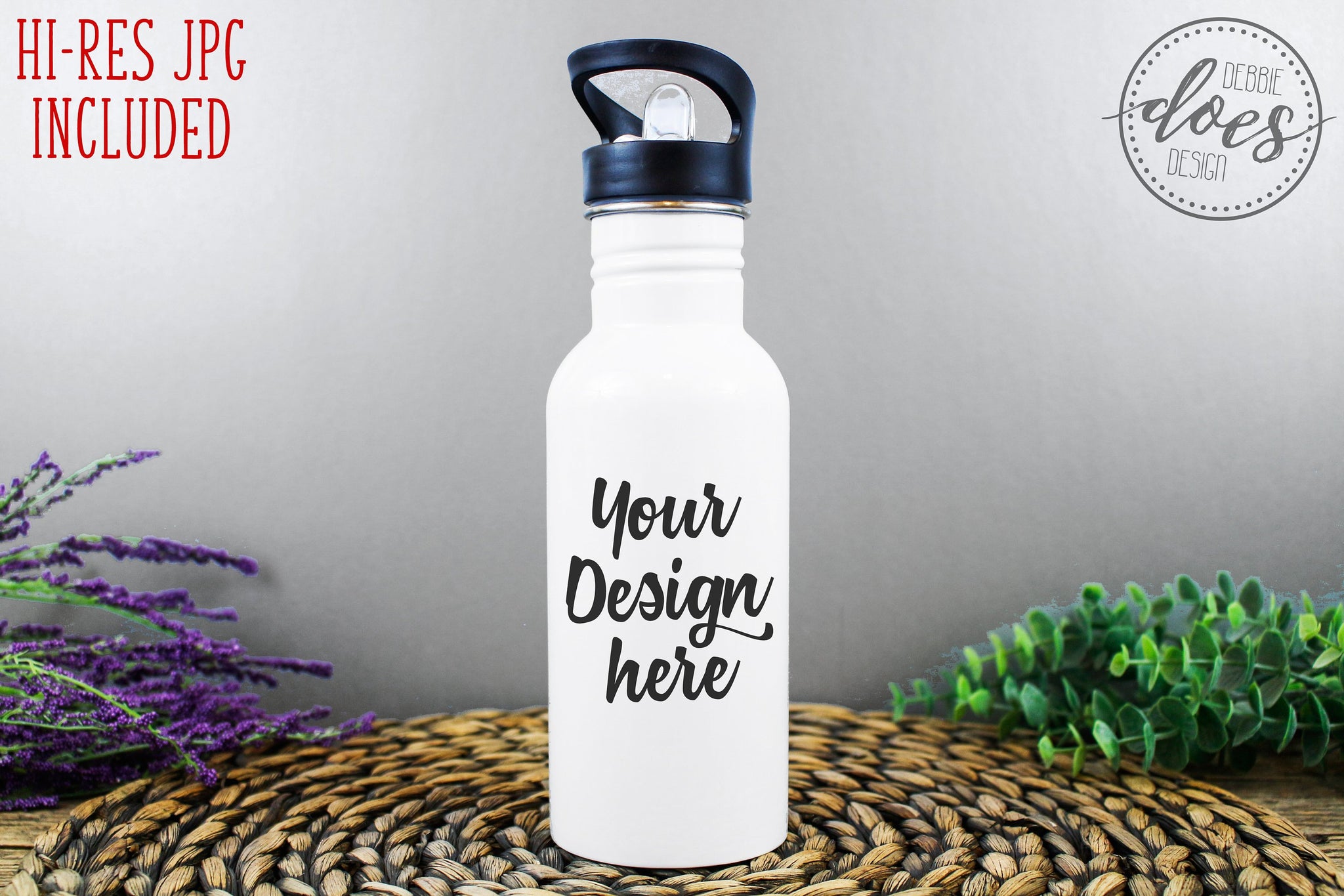 Download White Sublimation Water Bottle With Straw Mockup 23 Debbie Does Design