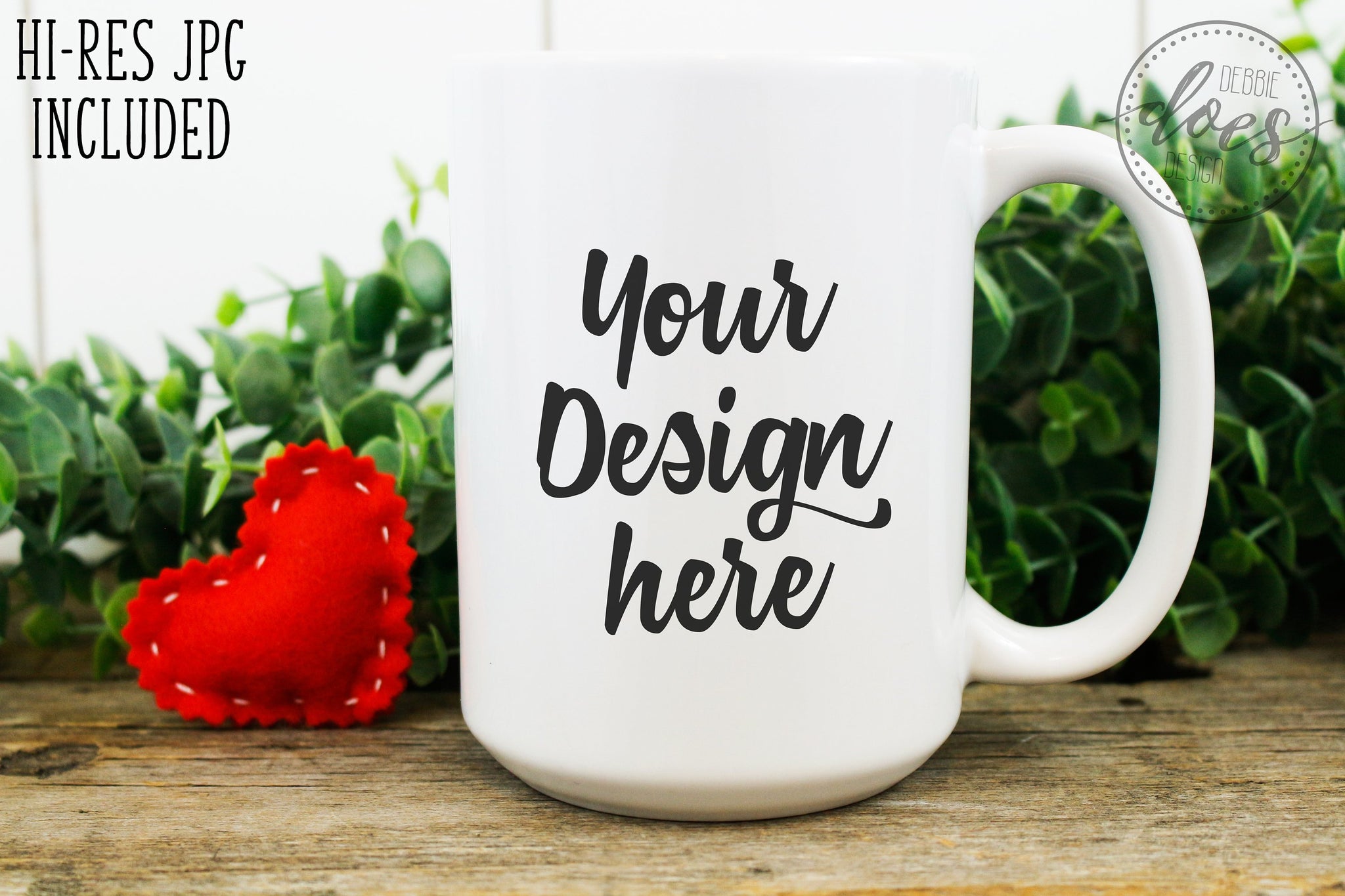 Download White 15oz Mug Mockup With Heart Debbie Does Design