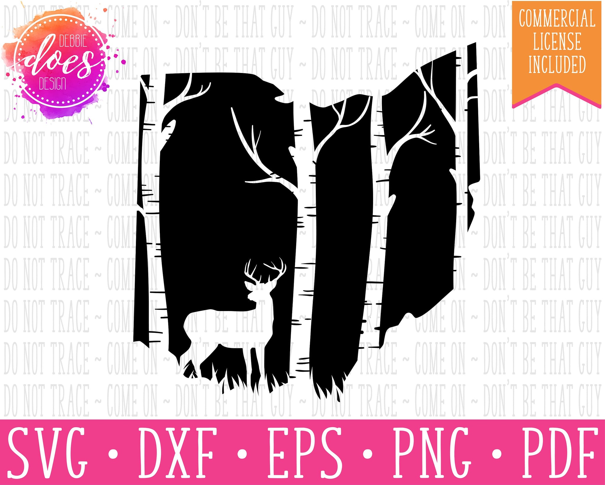 Download Ohio Deer & Trees Silhouette - SVG File - Debbie Does Design