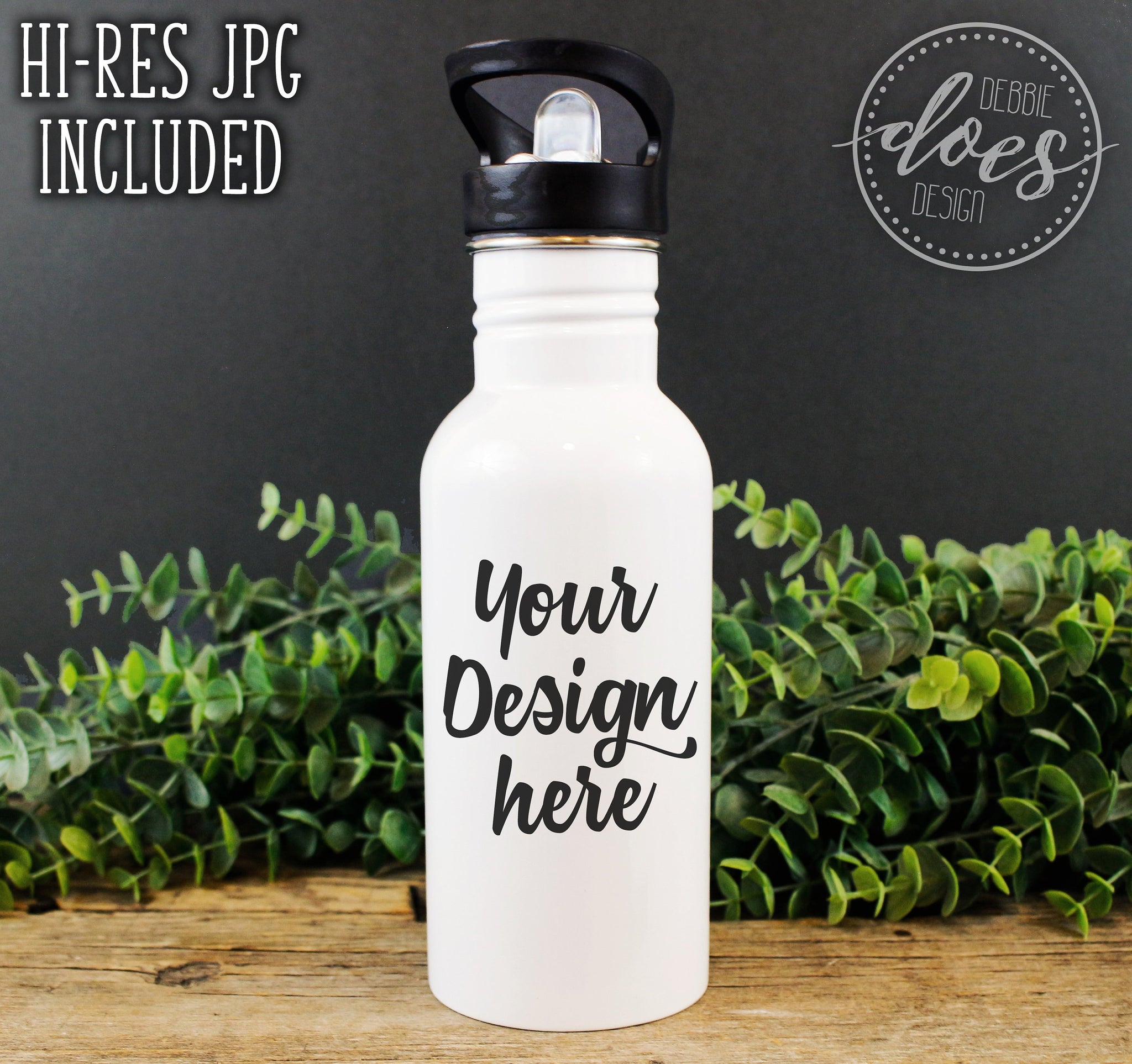 Download White Sublimation Water Bottle with Straw Mockup 16 ...