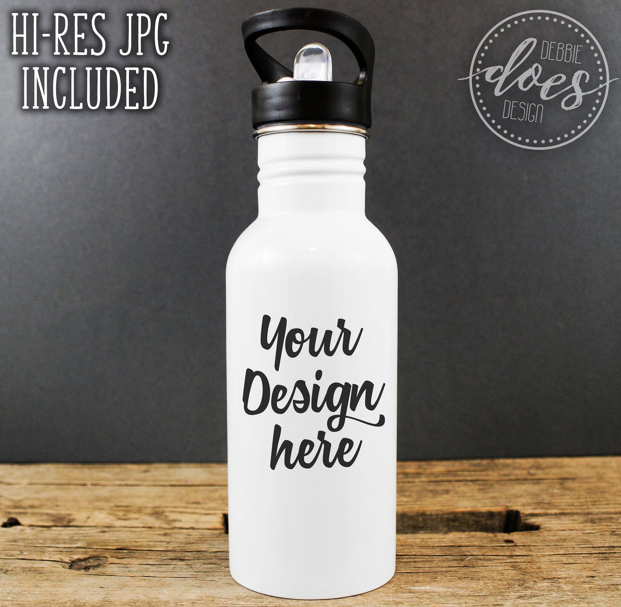 Download White Sublimation Water Bottle with Straw Mockup 17 - Debbie Does Design