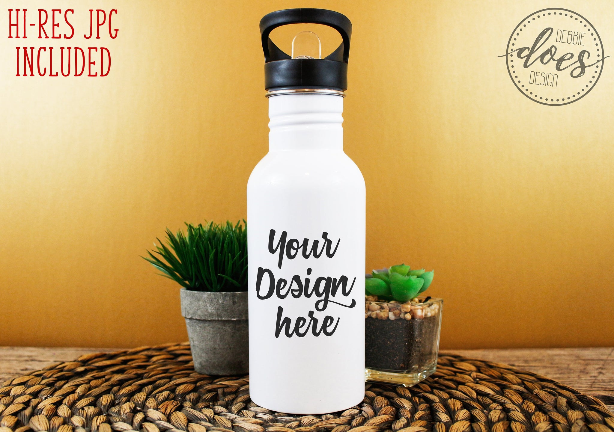 Download White Sublimation Water Bottle with Straw Mockup 20 ...