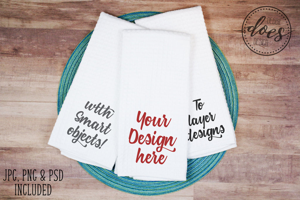 Download White Waffle Weave Hand Towels Mockup Bundle Debbie Does Design