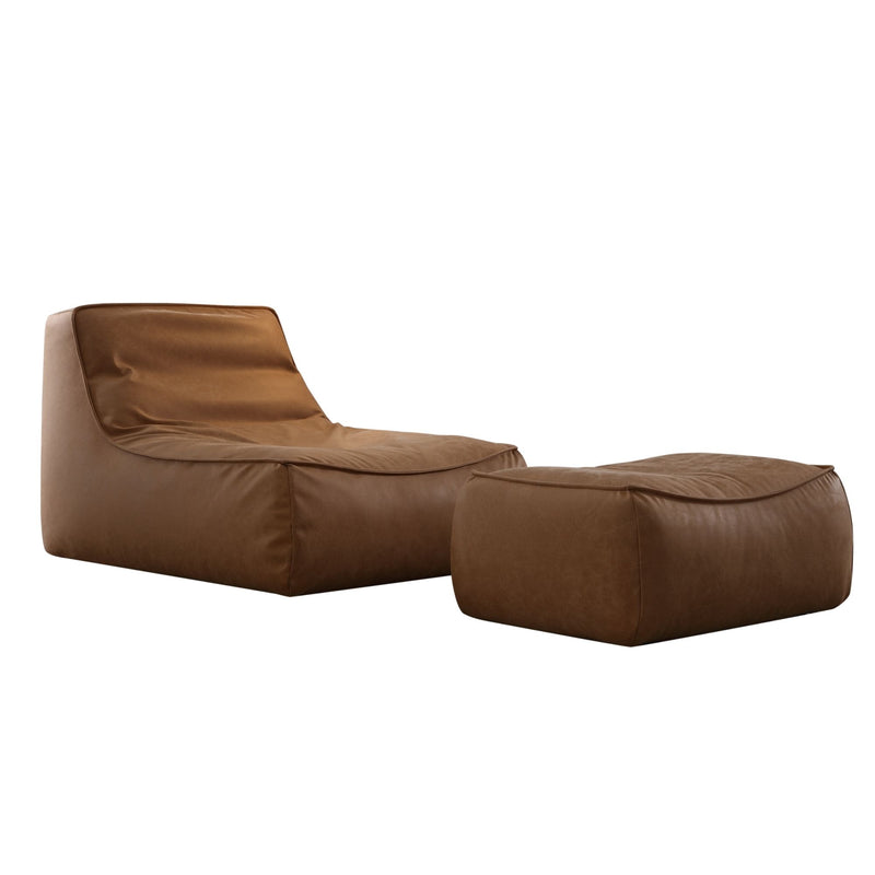 leather armchair with footrest