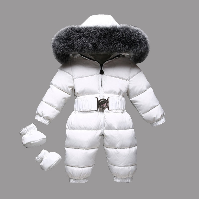 baby snowsuit with fur hood