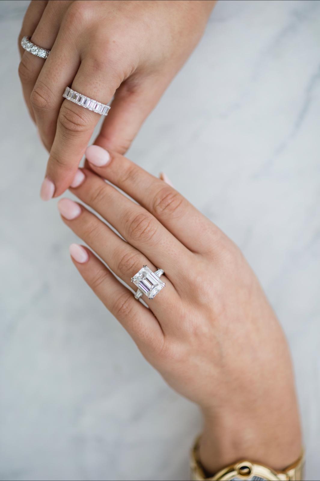 Buy 7 Carat Emerald Aquamarine & Diamond Hidden Halo Ring 14k White Gold,  Aquamarine Rings for Women, Anniversary Rings, Raven Fine Jewelers Online  in India - Etsy