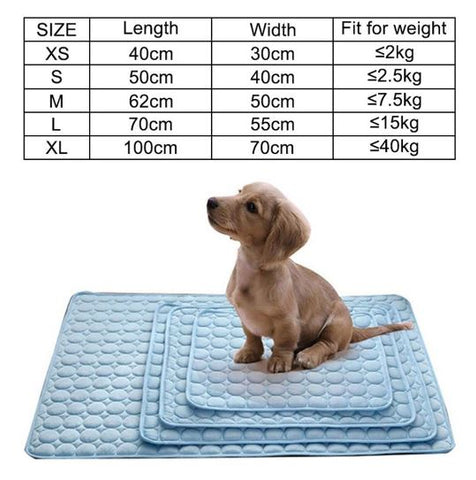 table of dog cooling mat sizes dogapproved.co
