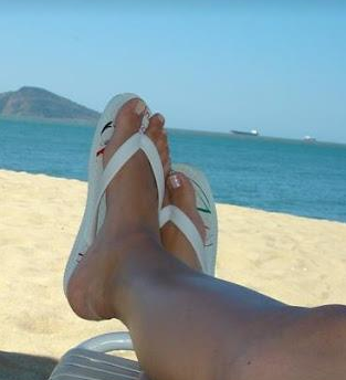 wearing flip flops