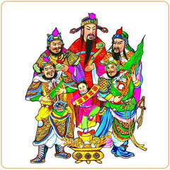 5 dieux chinois de la richesse en dessin Kaosix