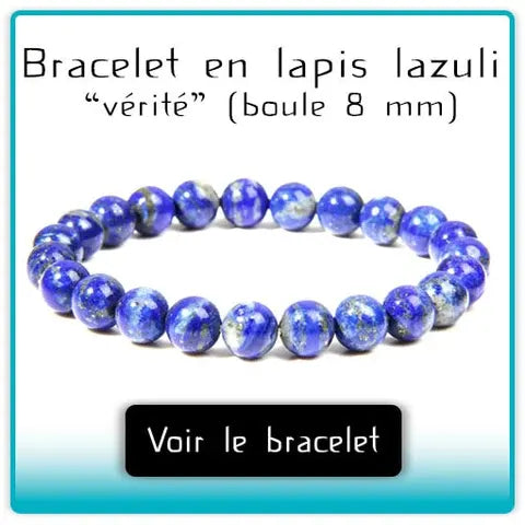 Bannière pour Bracelet en lapis lazuli “vérité” (boule 8 mm) Kaosix