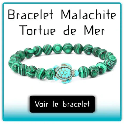 Bannière publicitaire du Bracelet Pierre de Malachite Tortue Marine Kaosix